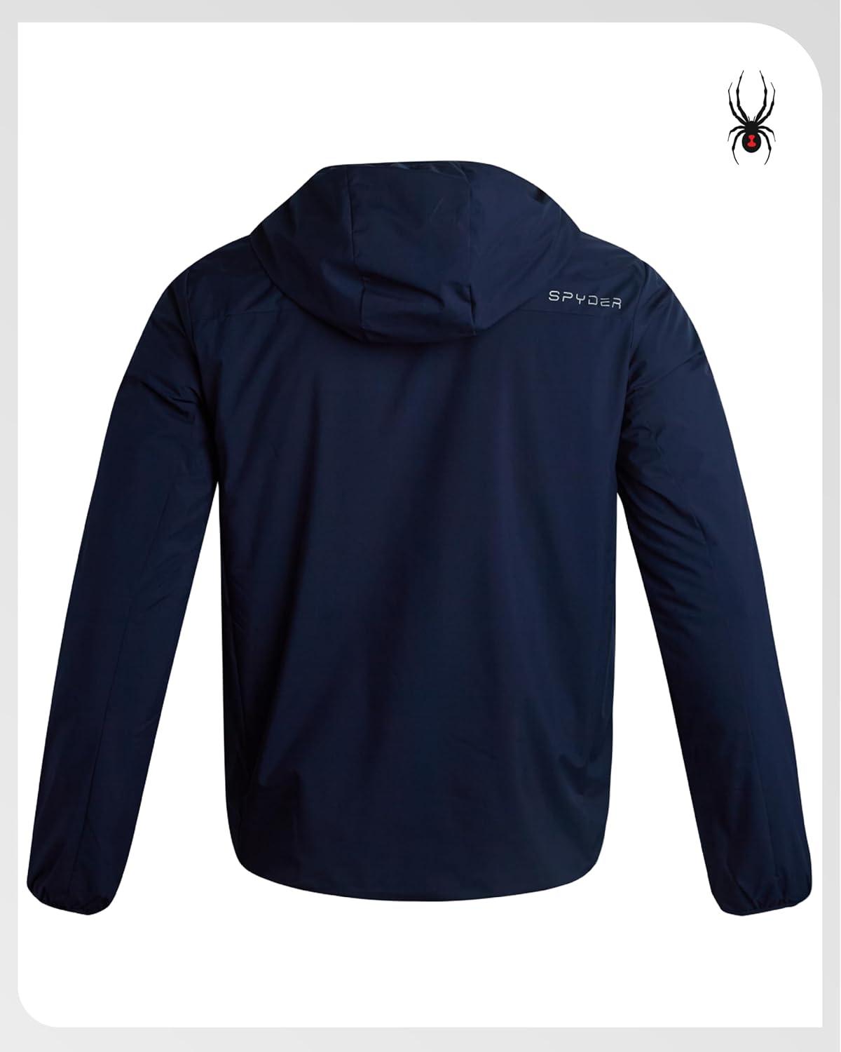 imageSpyder Mens Windbreaker Jacket Lightweight Insulated WaterResistant Active Zip Up Hooded Windbreaker Jackets for MenTrue Navy Blue