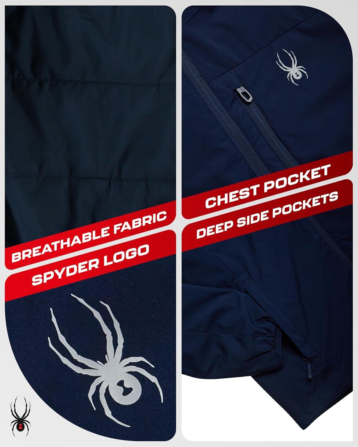 imageSpyder Mens Windbreaker Jacket Lightweight Insulated WaterResistant Active Zip Up Hooded Windbreaker Jackets for MenTrue Navy Blue