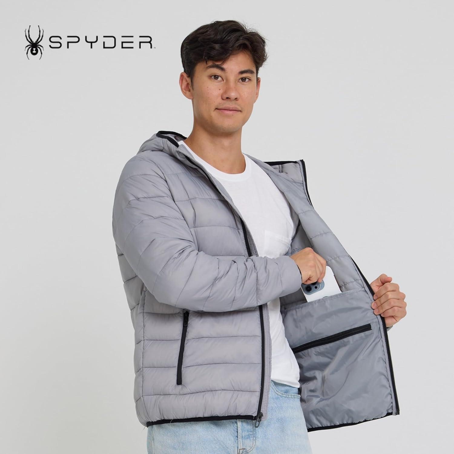 imageSpyder Packable Puffer Jacket Men with Hood Lightweight Winter Jackets for MenPewter