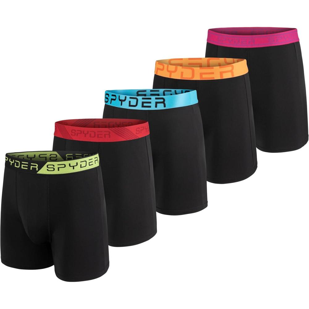 imageSpyder Mens Boxer Briefs 5 Pack Poly Spandex Performance Boxer Briefs UnderwearBlackBlackBlackBlackBlack