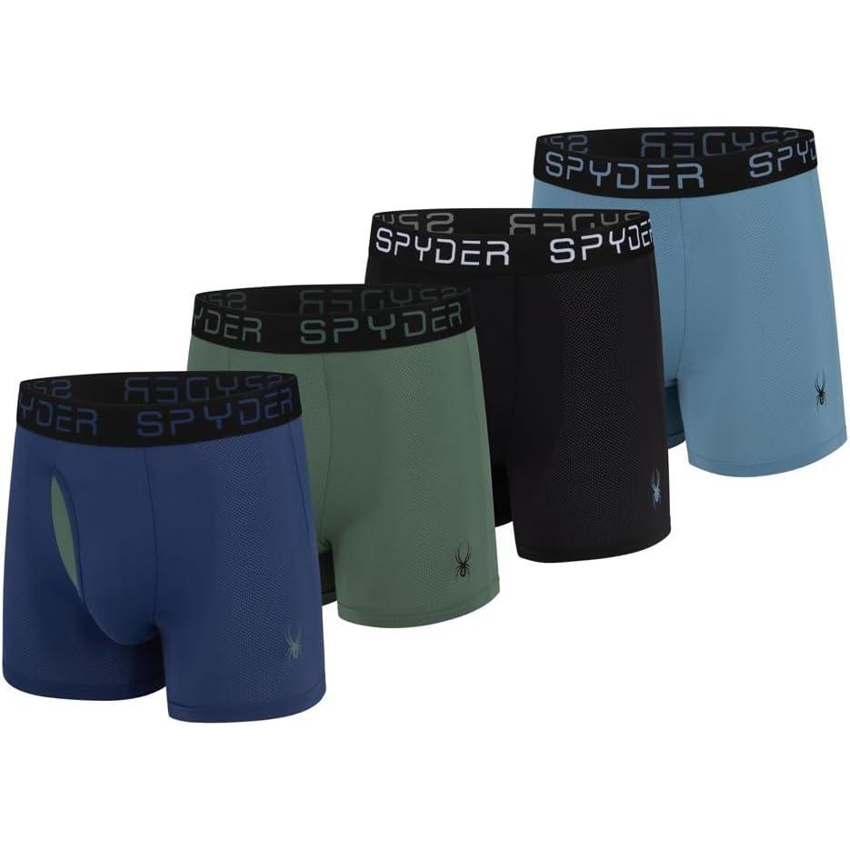 imageSpyder Mens Boxer Briefs Performance Nylon Mesh Sports Underwear With Fly FrontNavyGreenBlackTeal