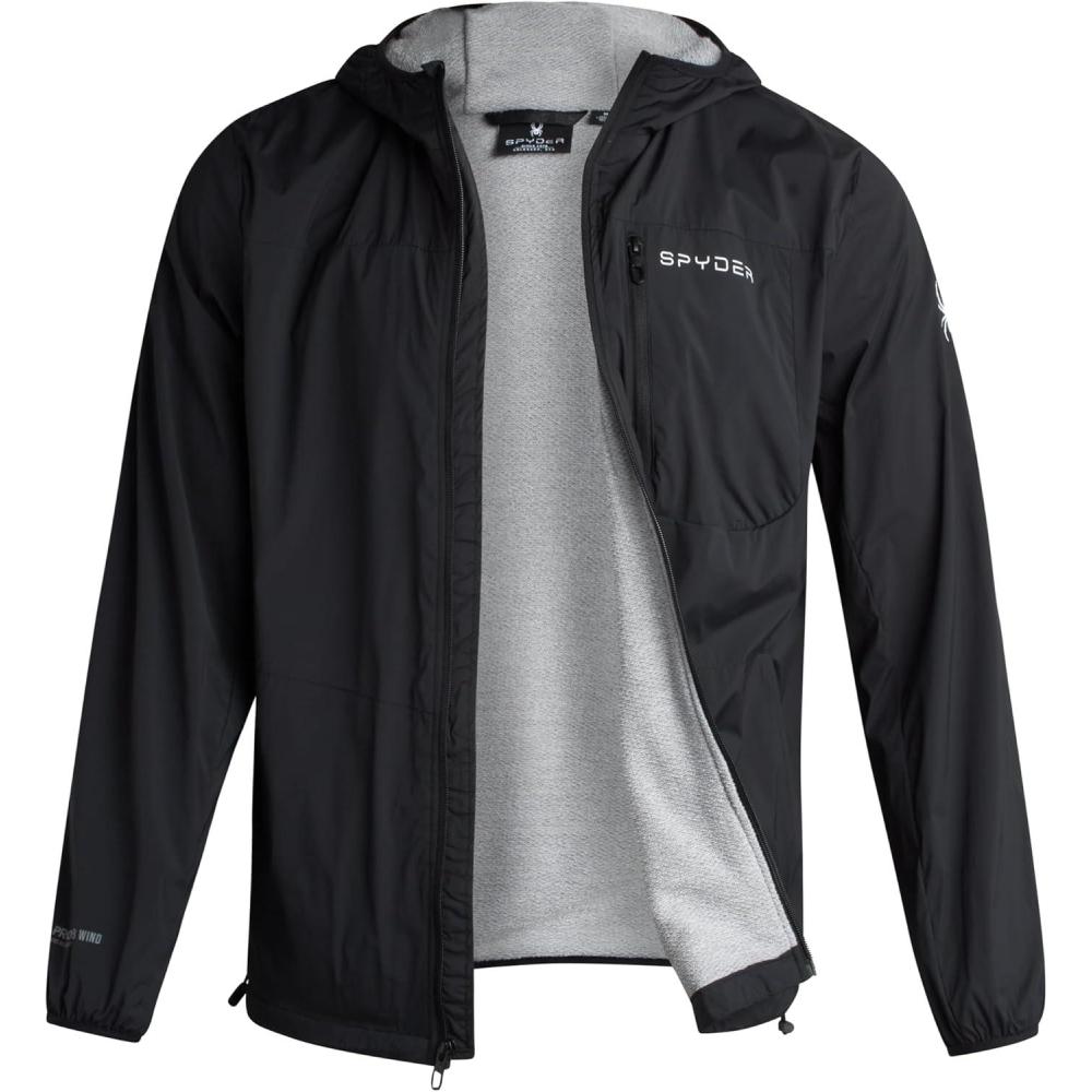imageSpyder Mens Rain Jacket Water Resistant Hooded Windbreaker Lightweight Rain Coats for Travel and Golf Sizes SLBlack