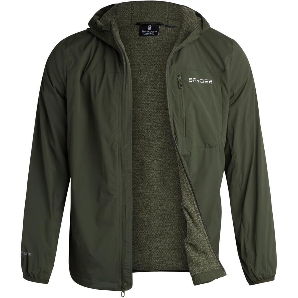 imageSpyder Mens Rain Jacket Water Resistant Hooded Windbreaker Lightweight Rain Coats for Travel and Golf Sizes SLOlive
