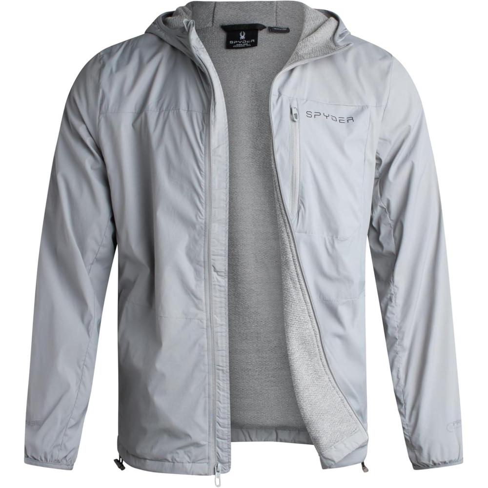imageSpyder Mens Rain Jacket Water Resistant Hooded Windbreaker Lightweight Rain Coats for Travel and Golf Sizes SLPewter