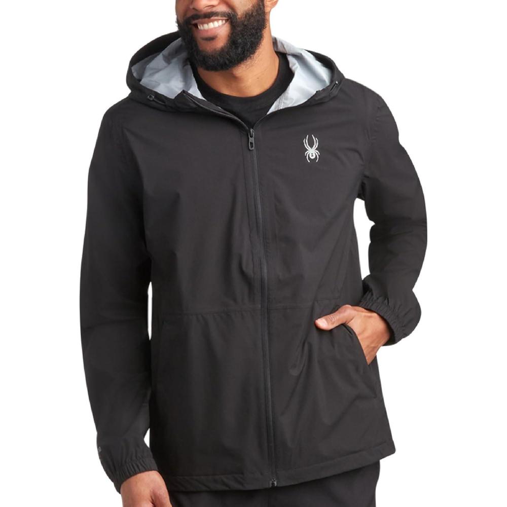 imageSpyder Mens Rain Jacket Waterproof Lightweight Hooded Windbreaker Outerwear Jacket for Golf Hiking and Outdoor SXLBlack