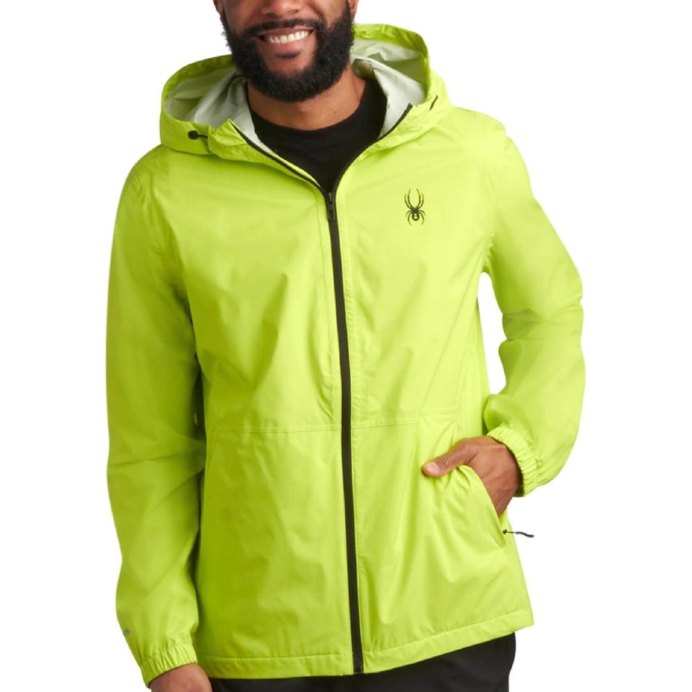 imageSpyder Mens Rain Jacket Waterproof Lightweight Hooded Windbreaker Outerwear Jacket for Golf Hiking and Outdoor SXLLime