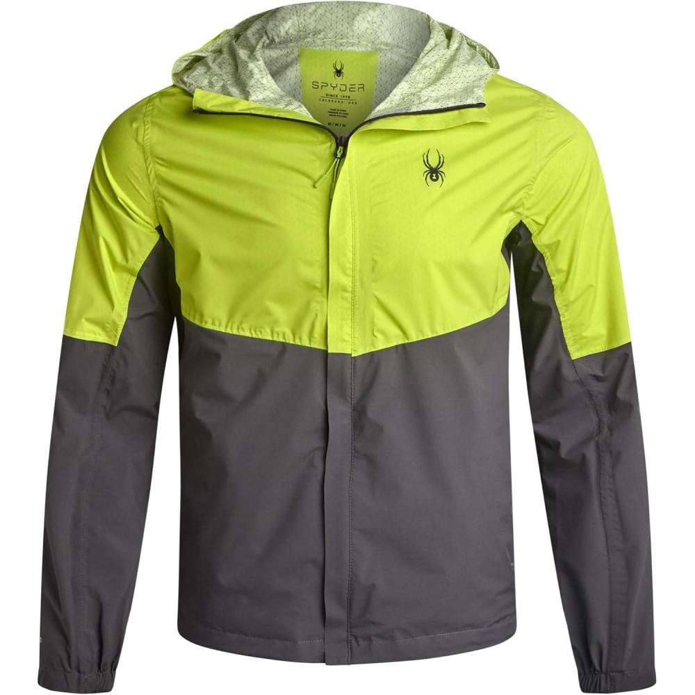 imageSpyder Mens Rain Jacket Waterproof Lightweight Hooded Windbreaker Outerwear Jacket for Golf Hiking and Outdoor SXLLime Punch