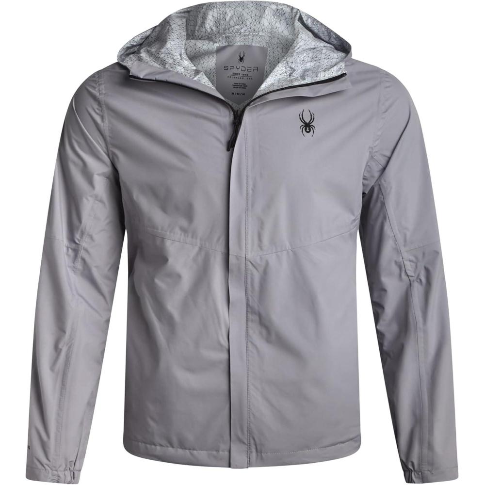 imageSpyder Mens Rain Jacket Waterproof Lightweight Hooded Windbreaker Outerwear Jacket for Golf Hiking and Outdoor SXLPewter