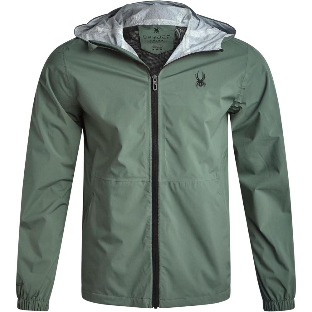 imageSpyder Mens Rain Jacket Waterproof Lightweight Hooded Windbreaker Outerwear Jacket for Golf Hiking and Outdoor SXLSpruce Green