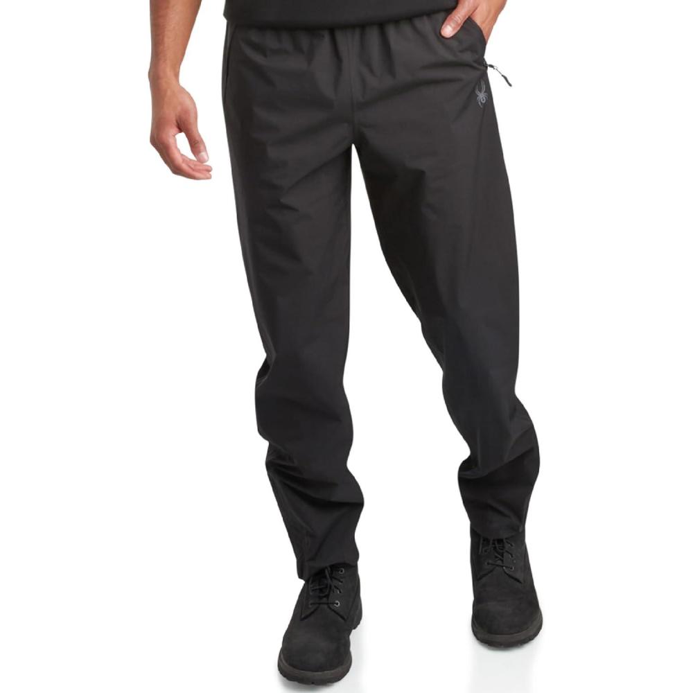 imageSpyder Mens Rain Pants Waterproof Hiking Pants for Men Lightweight Windproof Tactical Outdoor Gear with Elastic WaistbandBlack