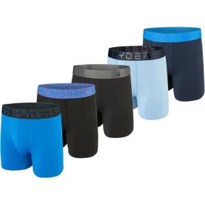 Spyder Mens Boxer Briefs 5 Pack Poly Spandex Performance Boxer Briefs Underwear(Blue/Black/Black/Light Blue/Navy)