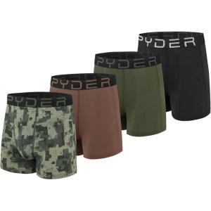 Spyder Mens Boxer Briefs Performance Nylon Mesh Sports Underwear(Green/Black/Green/Brown)