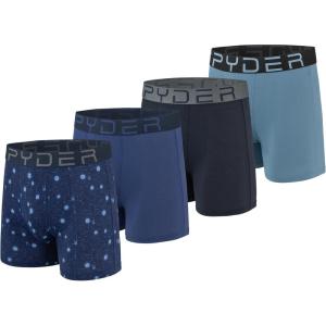 Spyder Mens Boxer Briefs Performance Nylon Mesh Sports Underwear(Navy/Dark Navy/Navy/Light Blue)