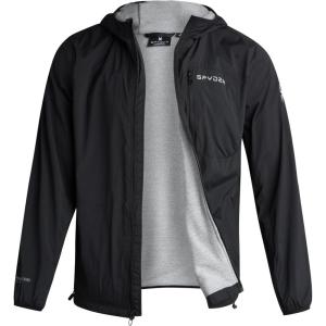 Spyder Mens Rain Jacket – Water Resistant Hooded Windbreaker Lightweight Rain Coats for Travel and Golf (Sizes: S-L)(Black)