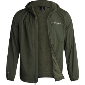 Spyder Mens Rain Jacket – Water Resistant Hooded Windbreaker Lightweight Rain Coats for Travel and Golf (Sizes: S-L)(Olive)