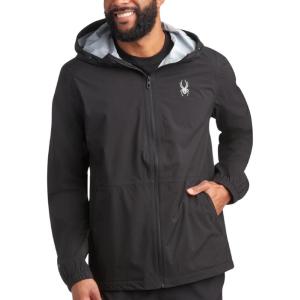 Spyder Mens Rain Jacket – Waterproof Lightweight Hooded Windbreaker, Outerwear Jacket for Golf, Hiking and Outdoor (S-XL)(Black)