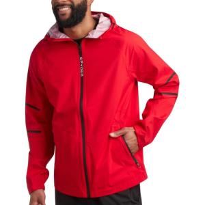Spyder Mens Rain Jacket – Waterproof Lightweight Hooded Windbreaker, Outerwear Jacket for Golf, Hiking and Outdoor (S-XL)(Spyder Red Reflective Taping)