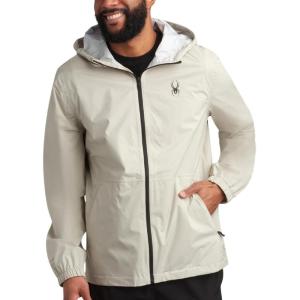 Spyder Mens Rain Jacket – Waterproof Lightweight Hooded Windbreaker, Outerwear Jacket for Golf, Hiking and Outdoor (S-XL)(Stone)