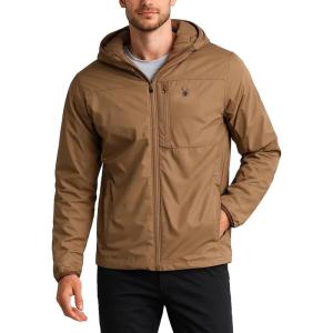 Spyder Mens Windbreaker Jacket – Lightweight Insulated Water-Resistant Active Zip Up Hooded Windbreaker Jackets for Men(Taupe)