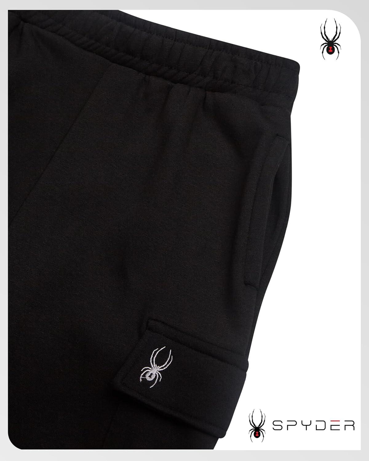 imageSpyder Mens Cargo Sweatpants Soft Stretch Fleece Mens Joggers with Pockets amp Elastic Waistband for Running Jogging WorkoutBlack