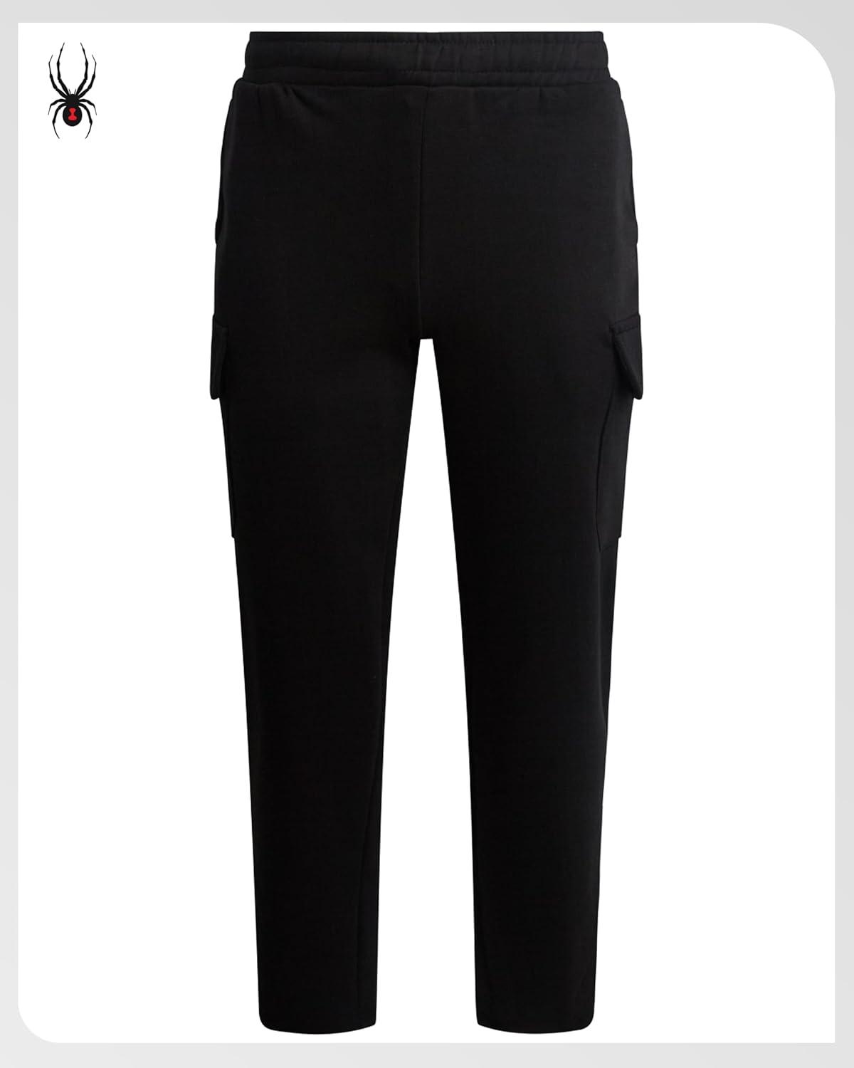 imageSpyder Mens Cargo Sweatpants Soft Stretch Fleece Mens Joggers with Pockets amp Elastic Waistband for Running Jogging WorkoutBlack