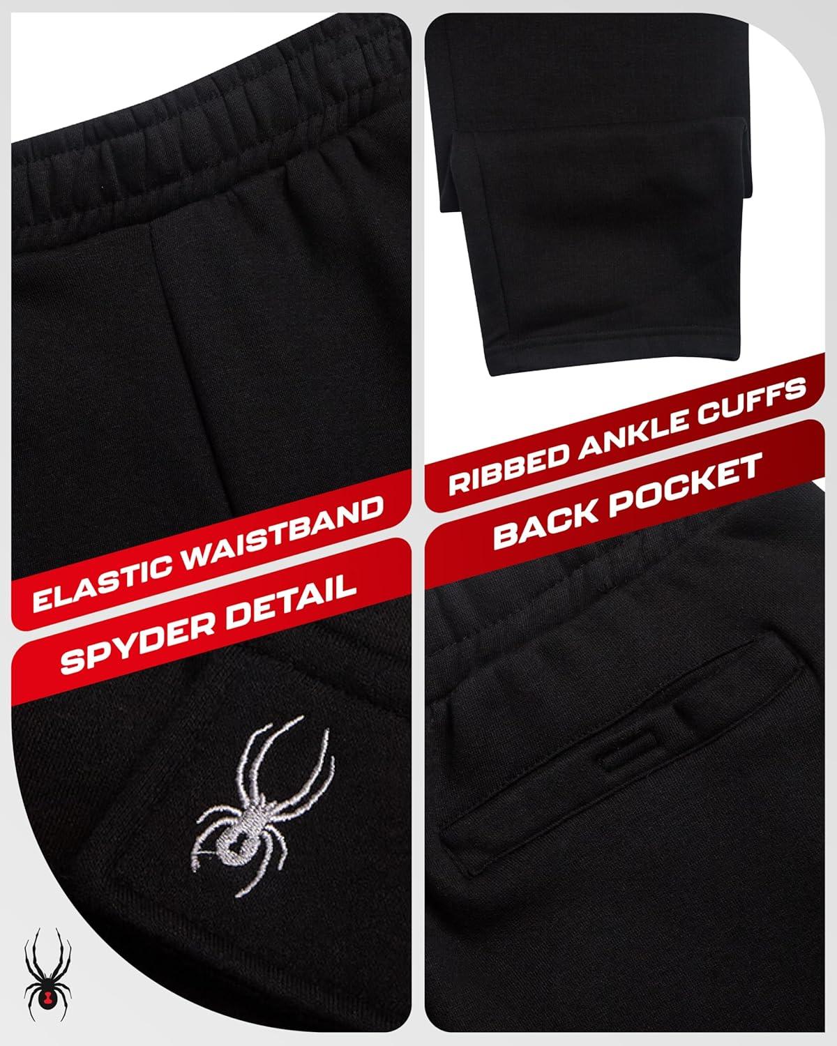 imageSpyder Mens Cargo Sweatpants Soft Stretch Fleece Mens Joggers with Pockets amp Elastic Waistband for Running Jogging WorkoutBlack