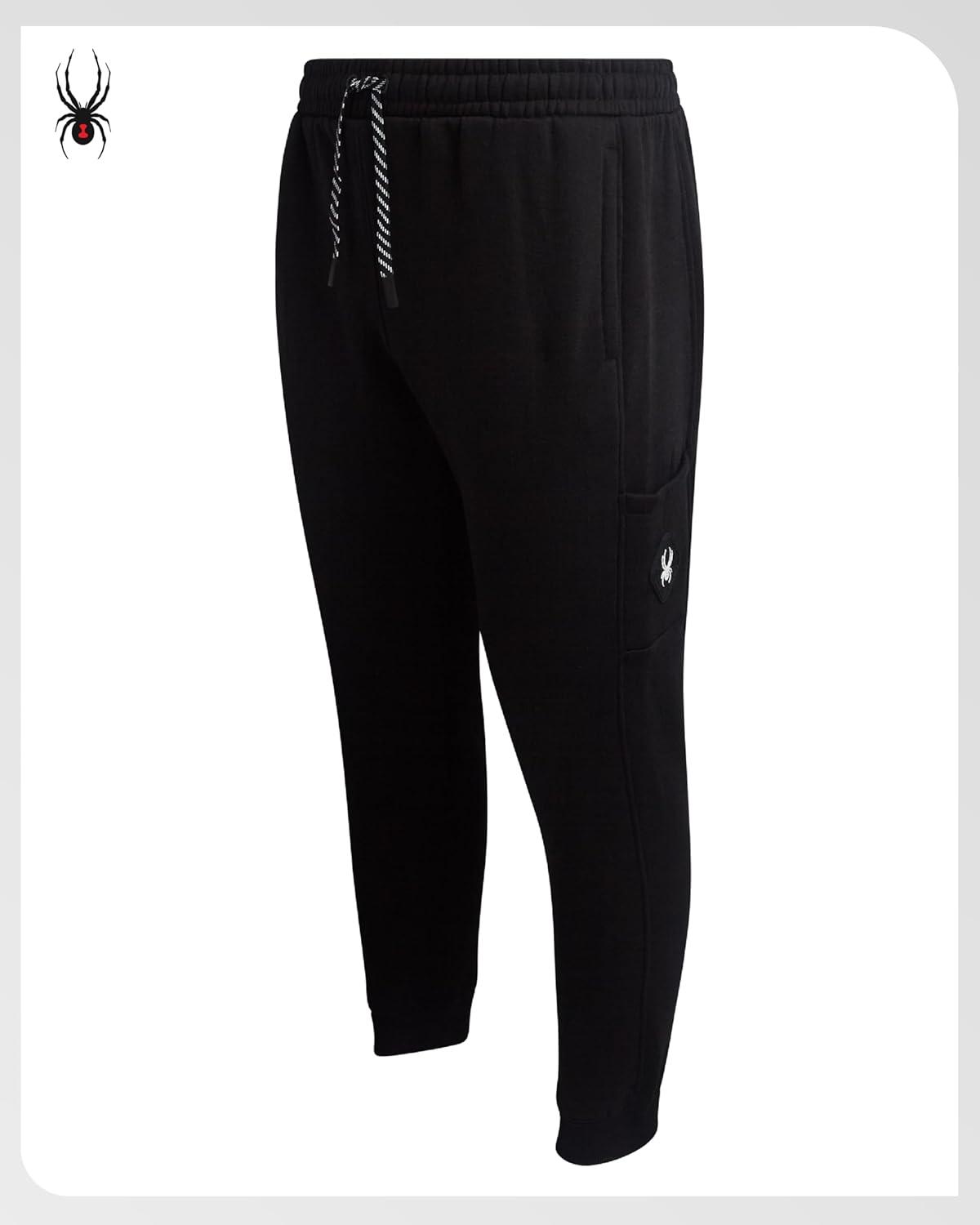 imageSpyder Mens Cargo Sweatpants Soft Stretch Fleece Mens Joggers with Pockets amp Elastic Waistband for Running Jogging WorkoutBlack Midnight
