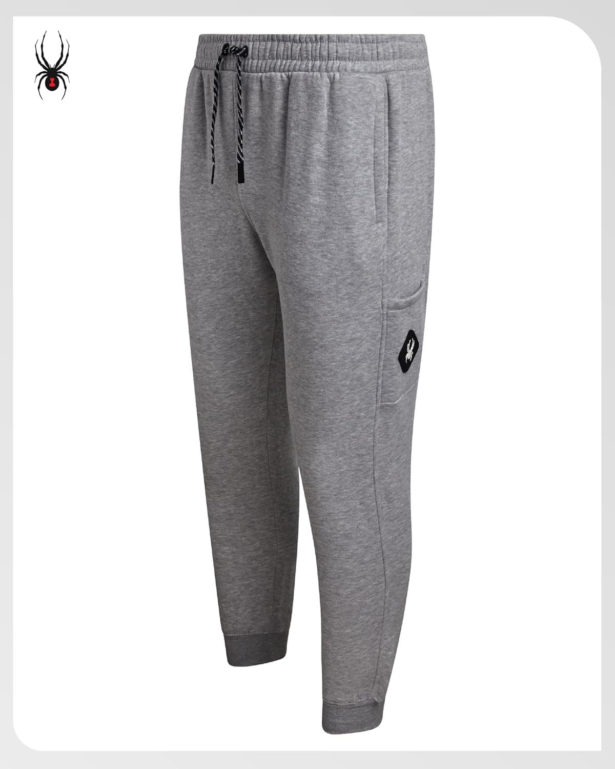 imageSpyder Mens Cargo Sweatpants Soft Stretch Fleece Mens Joggers with Pockets amp Elastic Waistband for Running Jogging WorkoutHeather Grey Smoke