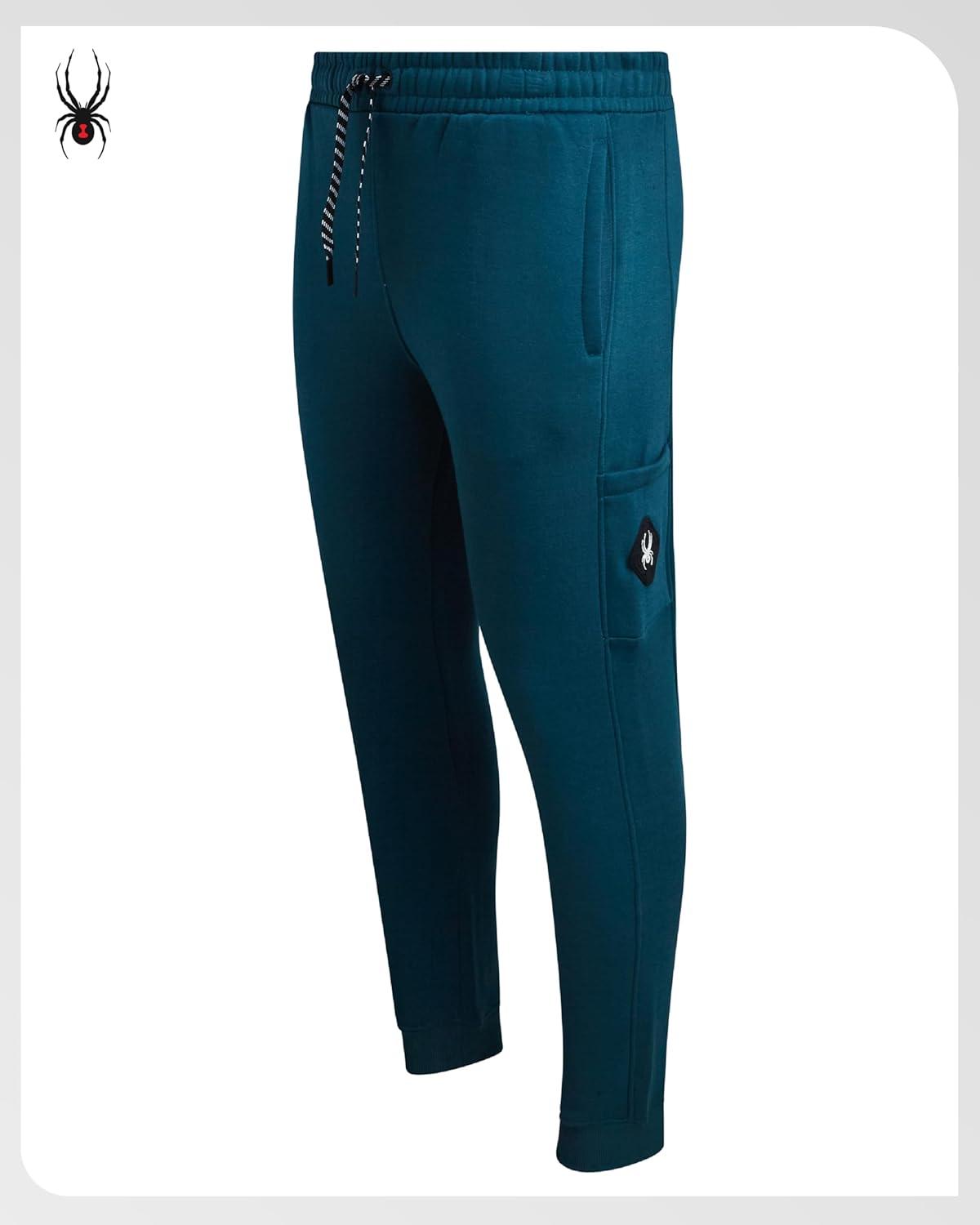 imageSpyder Mens Cargo Sweatpants Soft Stretch Fleece Mens Joggers with Pockets amp Elastic Waistband for Running Jogging WorkoutPetrol Blue