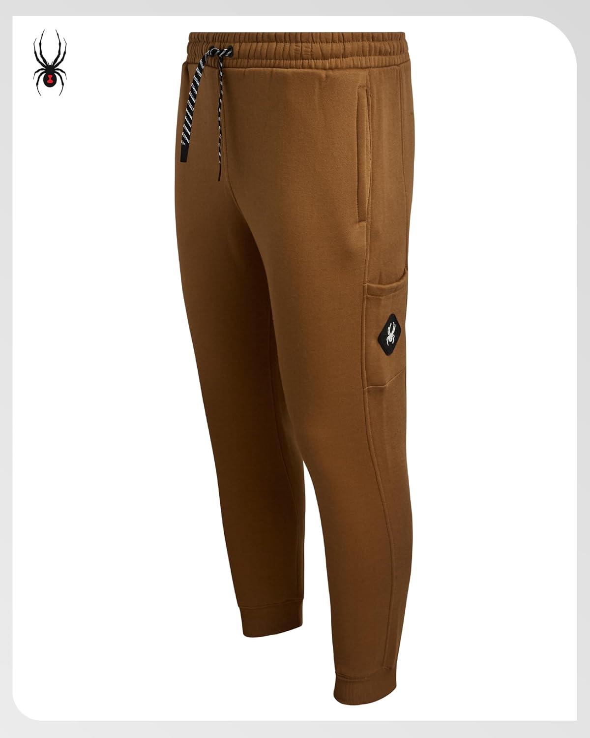 imageSpyder Mens Cargo Sweatpants Soft Stretch Fleece Mens Joggers with Pockets amp Elastic Waistband for Running Jogging WorkoutSaddle