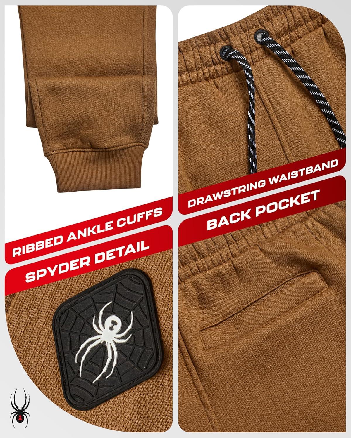 imageSpyder Mens Cargo Sweatpants Soft Stretch Fleece Mens Joggers with Pockets amp Elastic Waistband for Running Jogging WorkoutSaddle