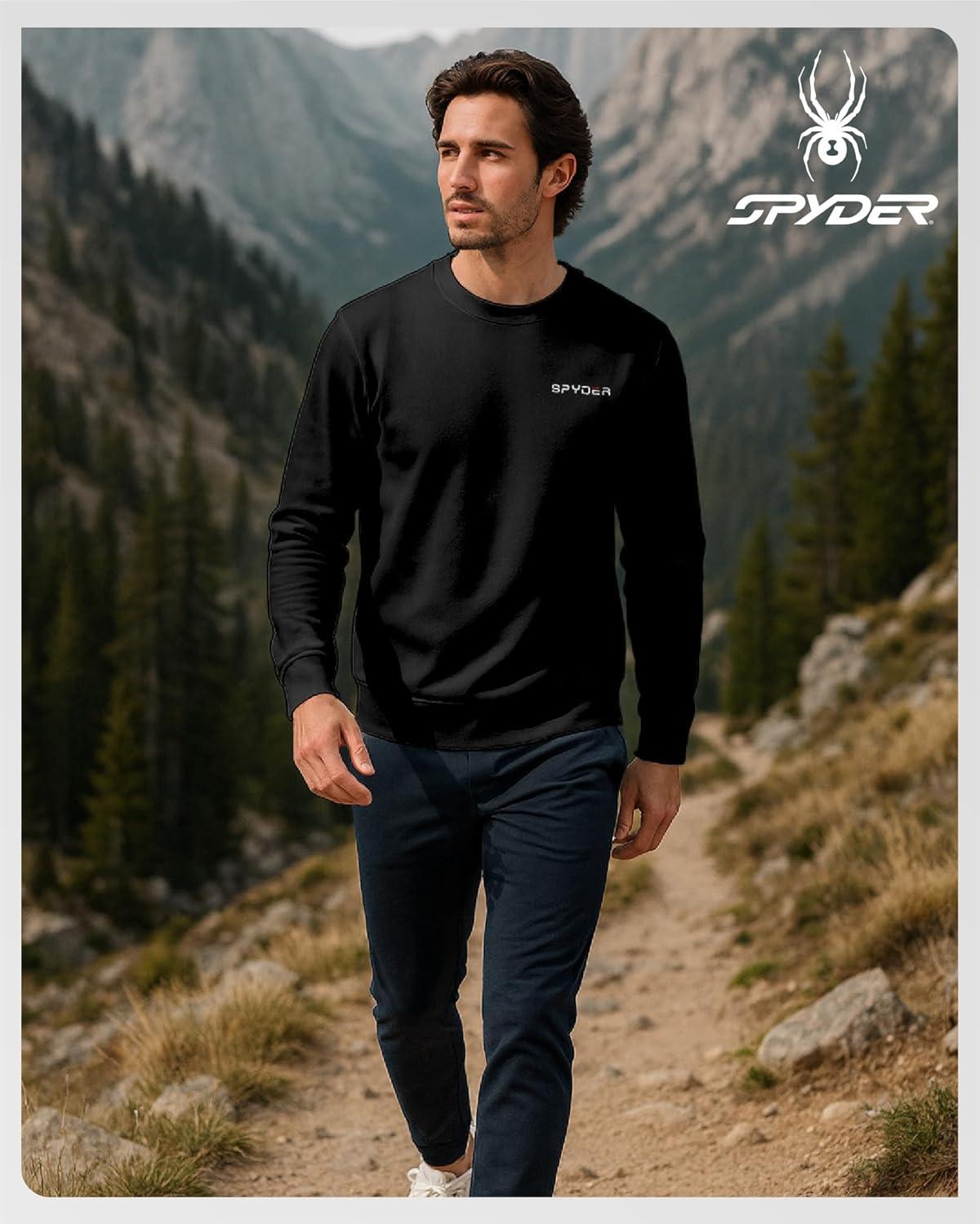 imageSpyder Mens Crewneck Sweatshirt Soft Performance Fleece Pullover Sweatshirts for Men Casual Gym Workout Mens SweatshirtBlack