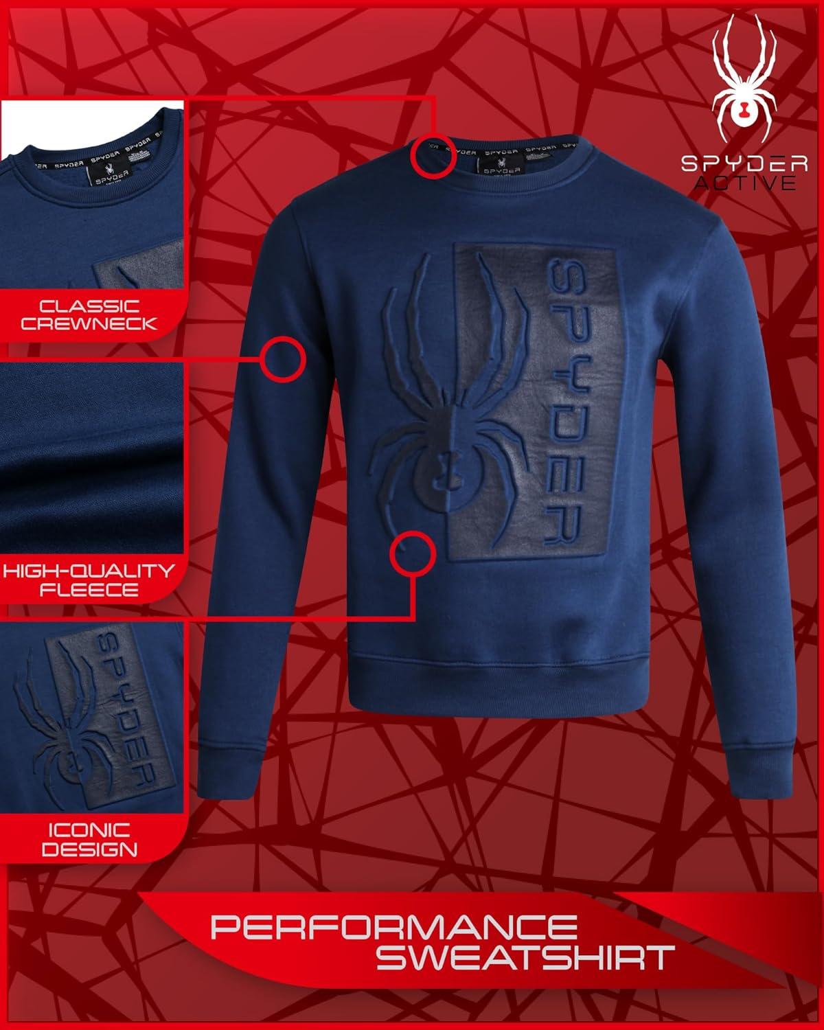 imageSpyder Mens Crewneck Sweatshirt Soft Performance Fleece Pullover Sweatshirts for Men Casual Gym Workout Mens SweatshirtBlue