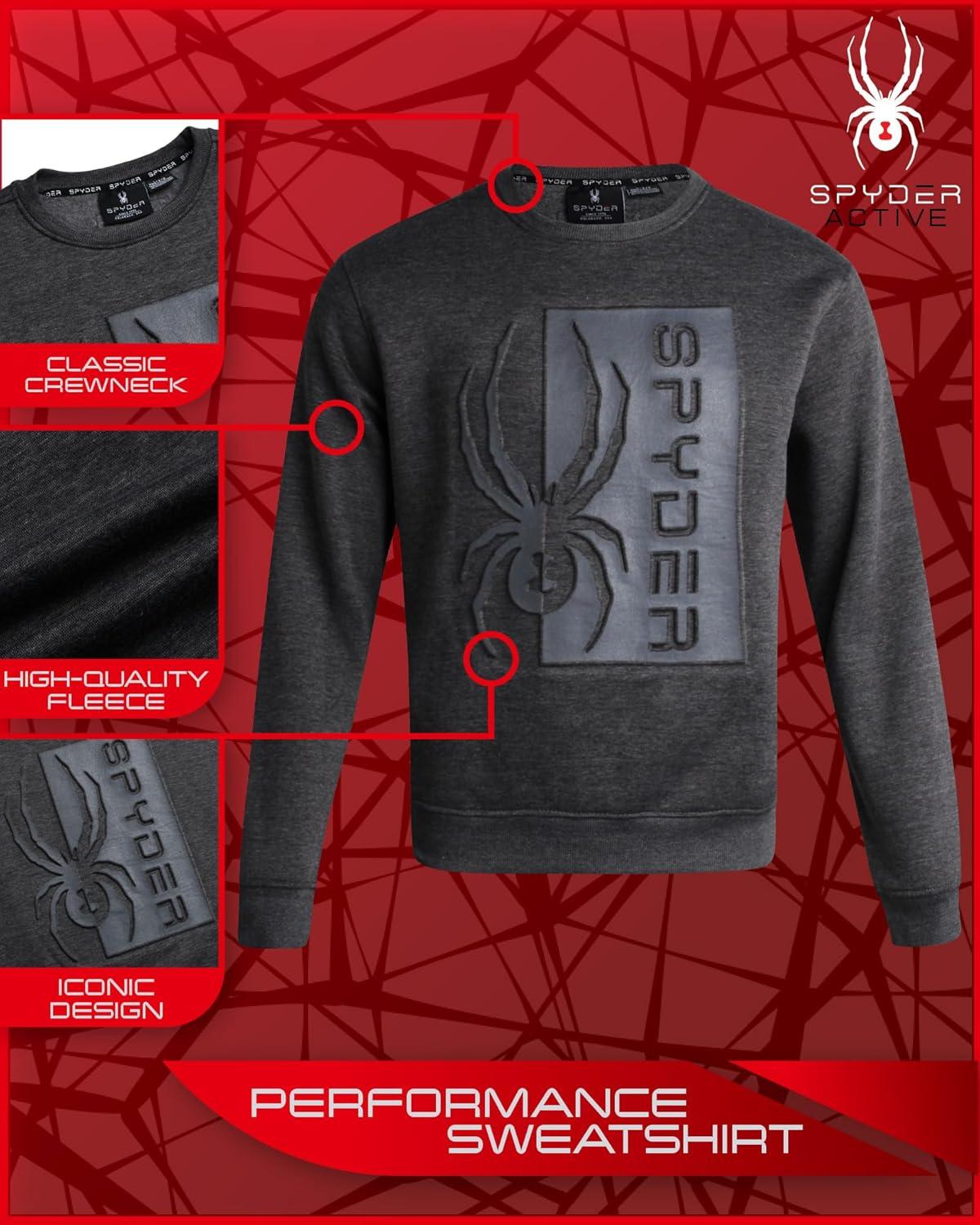 imageSpyder Mens Crewneck Sweatshirt Soft Performance Fleece Pullover Sweatshirts for Men Casual Gym Workout Mens SweatshirtCharcoal Heather Print