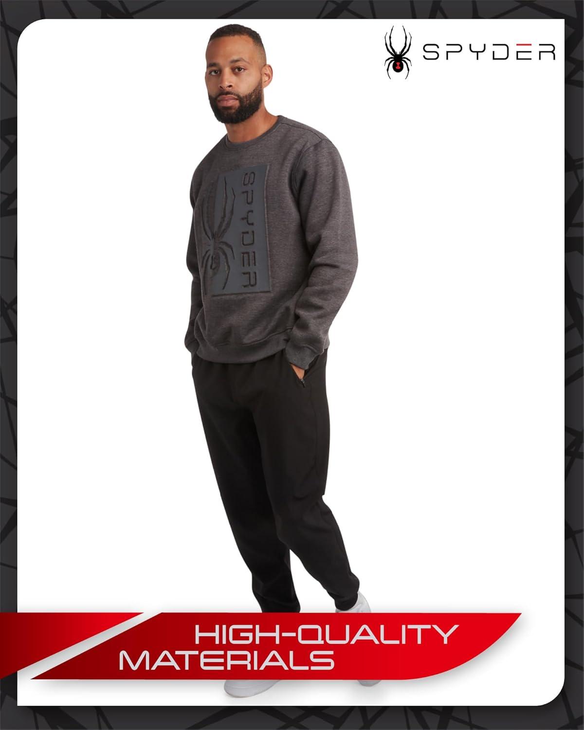 imageSpyder Mens Crewneck Sweatshirt Soft Performance Fleece Pullover Sweatshirts for Men Casual Gym Workout Mens SweatshirtCharcoal Heather Print