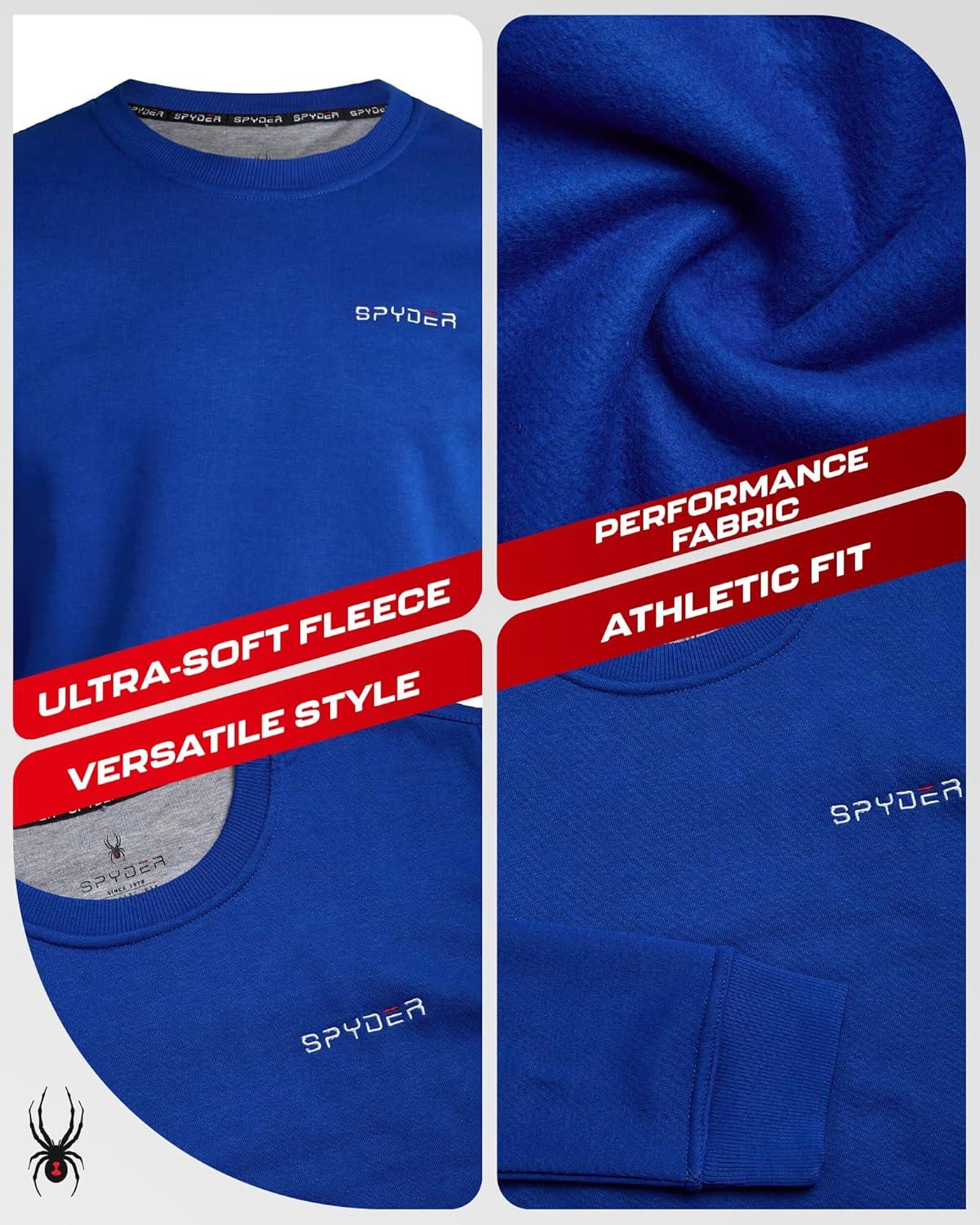 imageSpyder Mens Crewneck Sweatshirt Soft Performance Fleece Pullover Sweatshirts for Men Casual Gym Workout Mens SweatshirtElectric Blue