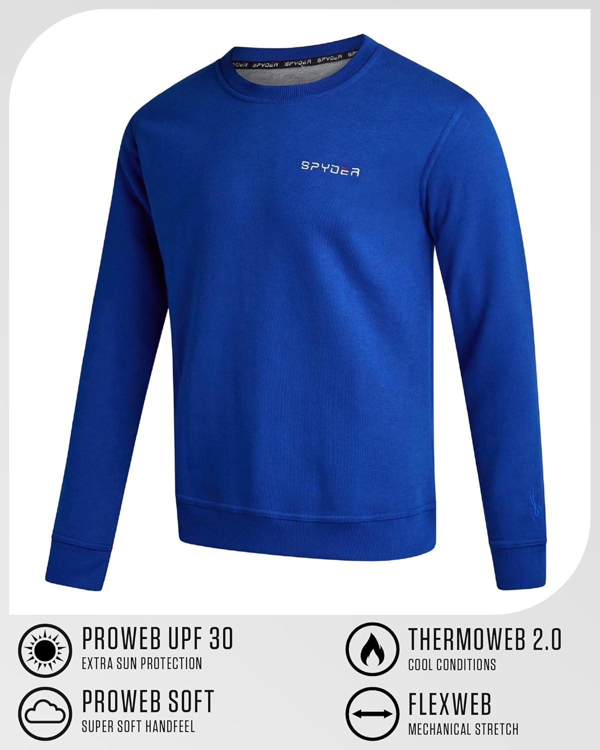 imageSpyder Mens Crewneck Sweatshirt Soft Performance Fleece Pullover Sweatshirts for Men Casual Gym Workout Mens SweatshirtElectric Blue