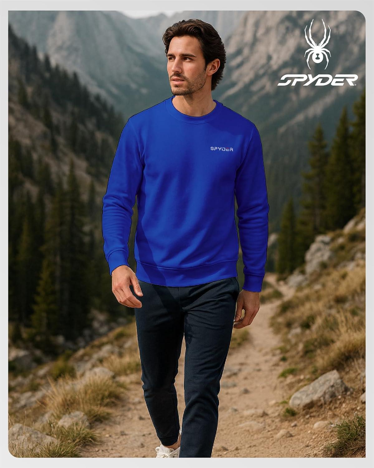 imageSpyder Mens Crewneck Sweatshirt Soft Performance Fleece Pullover Sweatshirts for Men Casual Gym Workout Mens SweatshirtElectric Blue