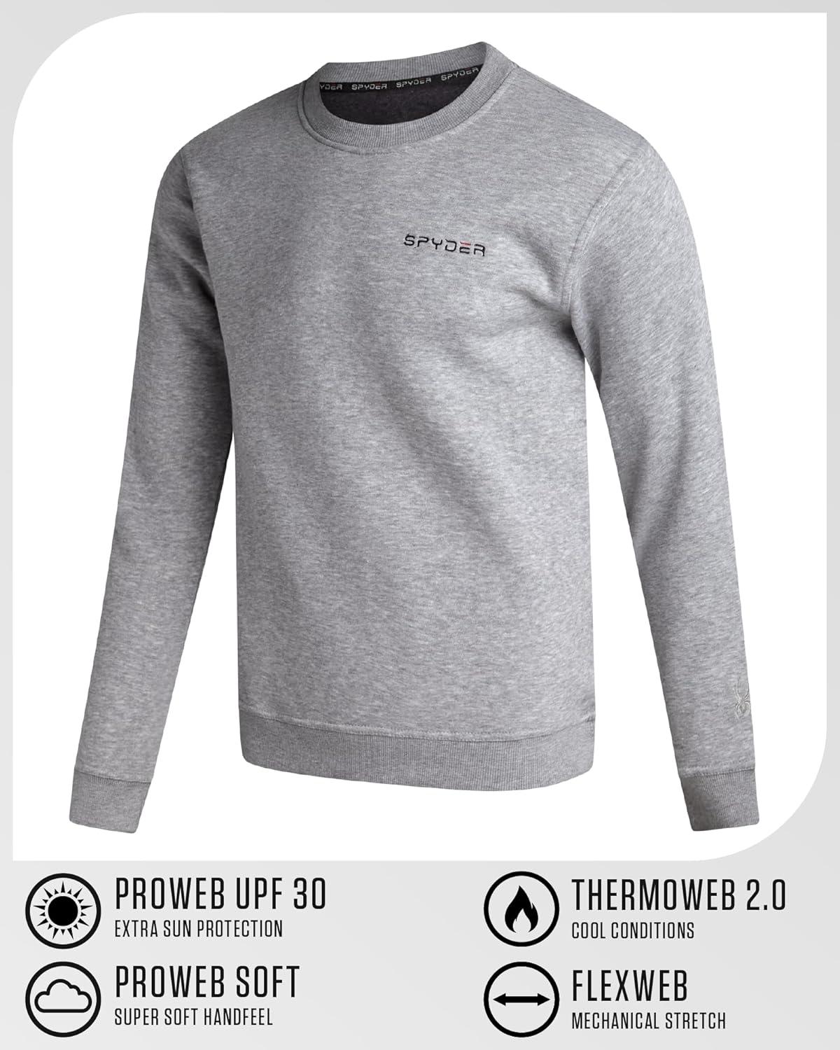 imageSpyder Mens Crewneck Sweatshirt Soft Performance Fleece Pullover Sweatshirts for Men Casual Gym Workout Mens SweatshirtLight Grey Heather