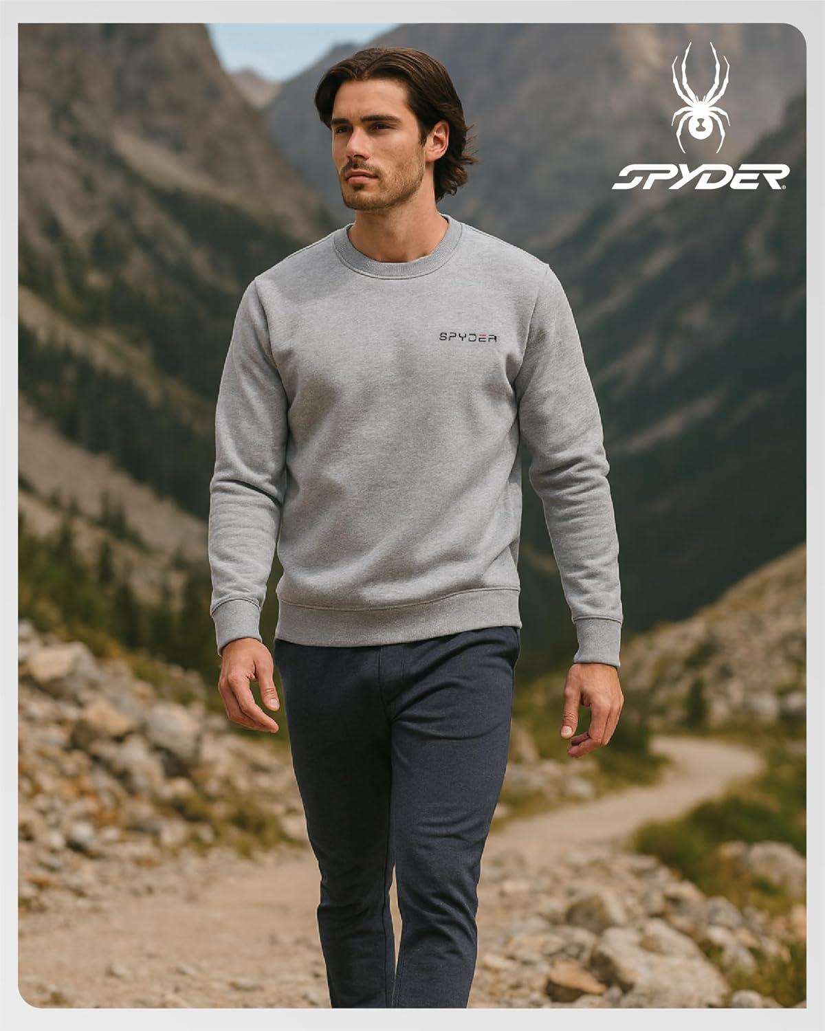 imageSpyder Mens Crewneck Sweatshirt Soft Performance Fleece Pullover Sweatshirts for Men Casual Gym Workout Mens SweatshirtLight Grey Heather