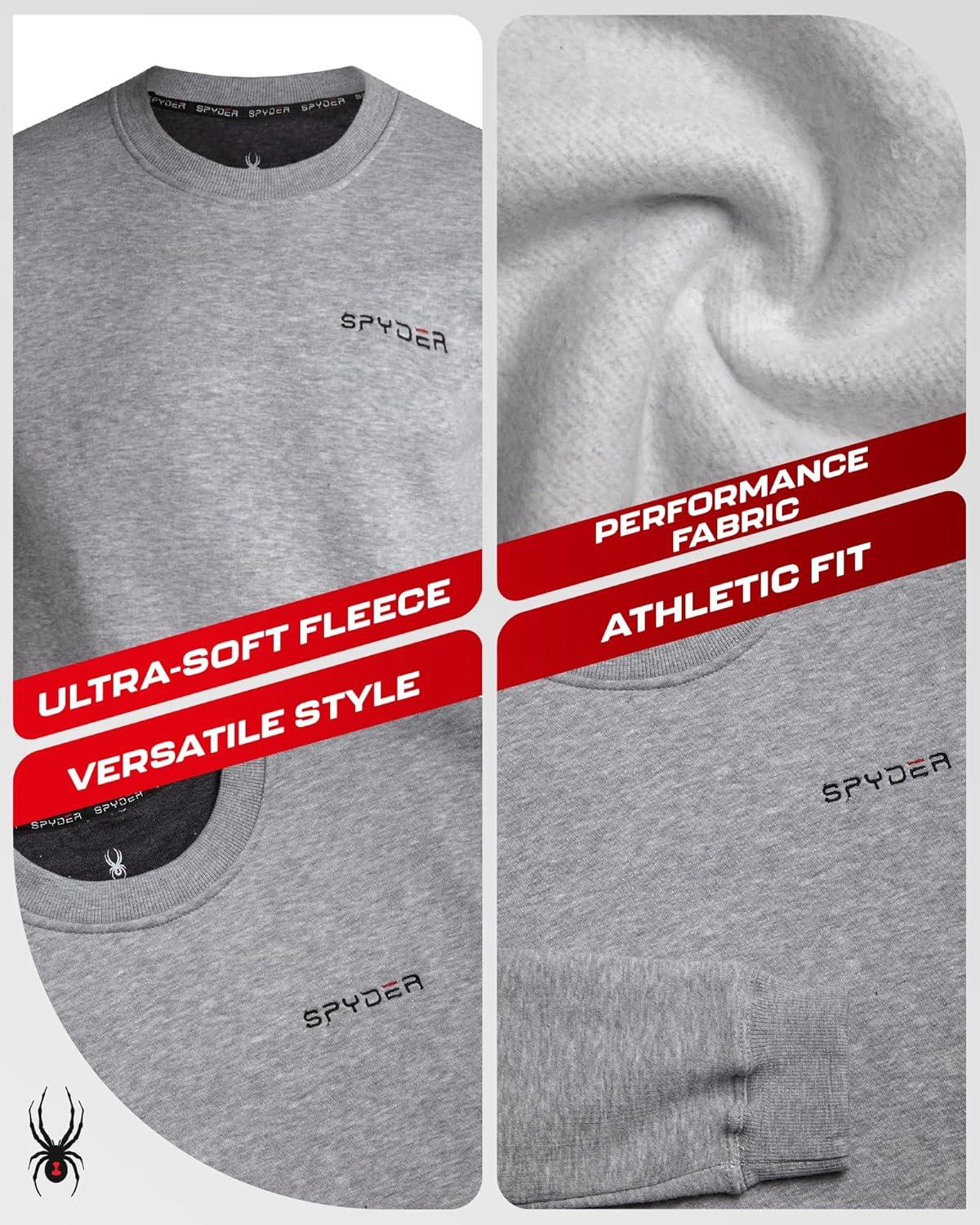 imageSpyder Mens Crewneck Sweatshirt Soft Performance Fleece Pullover Sweatshirts for Men Casual Gym Workout Mens SweatshirtLight Grey Heather