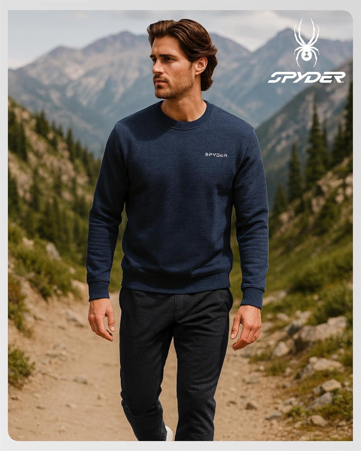 imageSpyder Mens Crewneck Sweatshirt Soft Performance Fleece Pullover Sweatshirts for Men Casual Gym Workout Mens SweatshirtNavy Heather