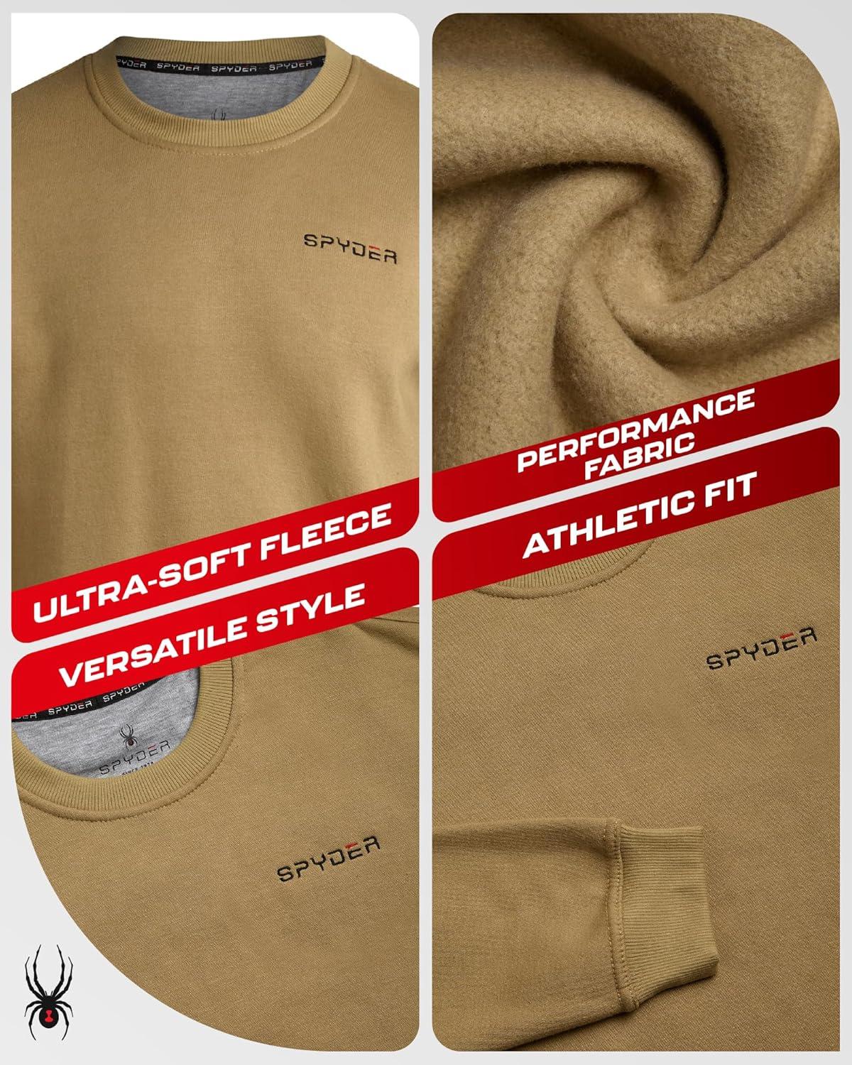 imageSpyder Mens Crewneck Sweatshirt Soft Performance Fleece Pullover Sweatshirts for Men Casual Gym Workout Mens SweatshirtSand