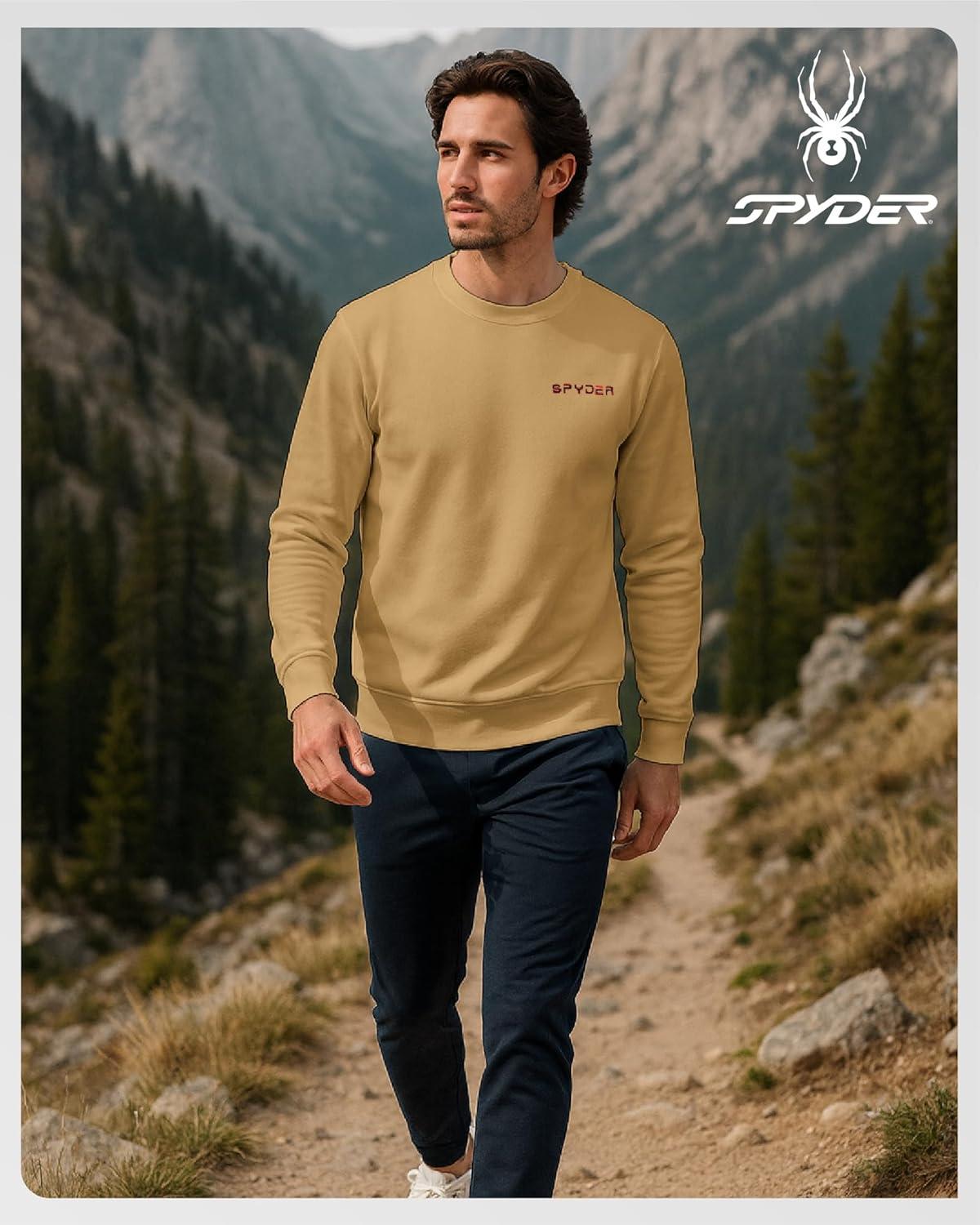 imageSpyder Mens Crewneck Sweatshirt Soft Performance Fleece Pullover Sweatshirts for Men Casual Gym Workout Mens SweatshirtSand