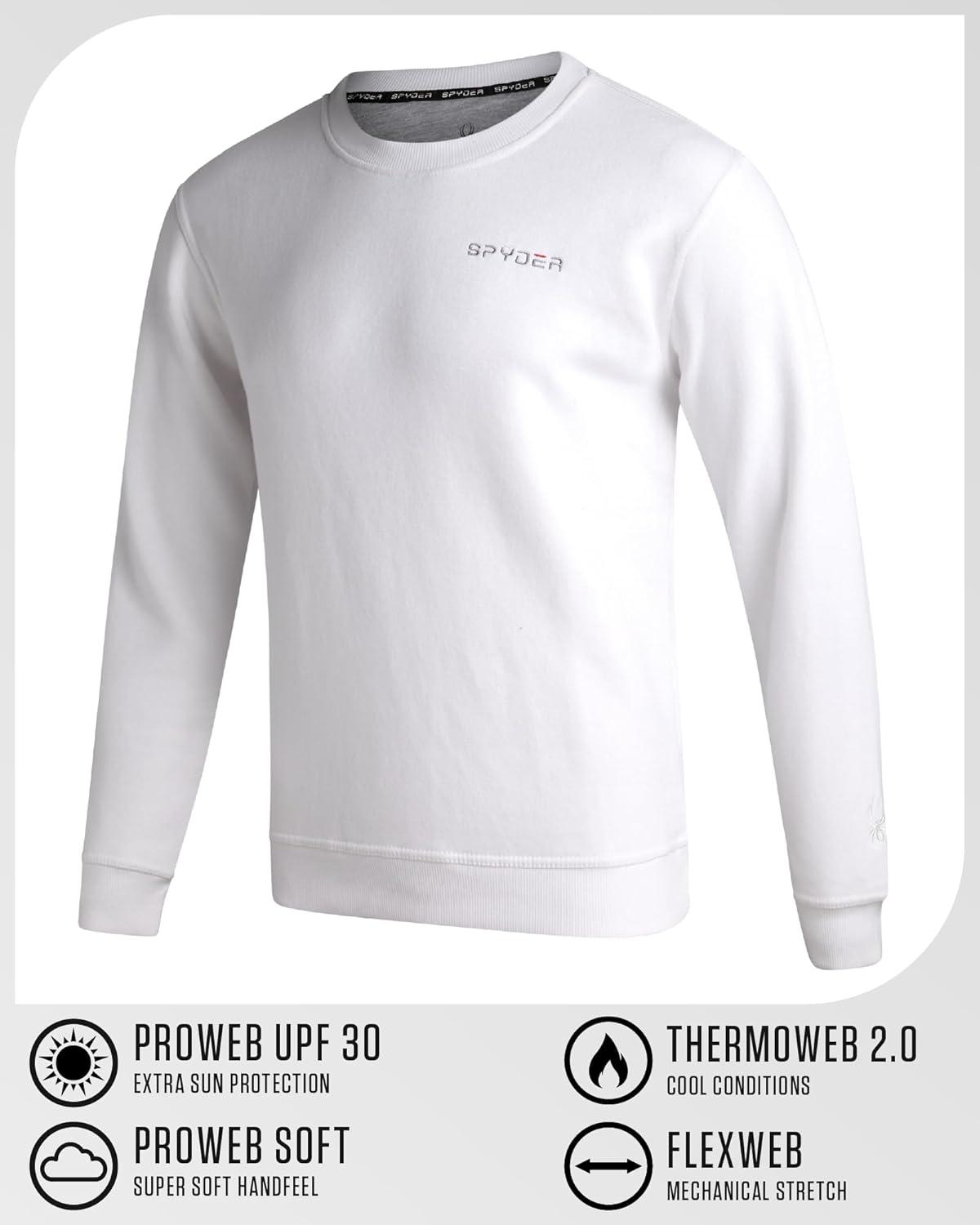 imageSpyder Mens Crewneck Sweatshirt Soft Performance Fleece Pullover Sweatshirts for Men Casual Gym Workout Mens SweatshirtWhite