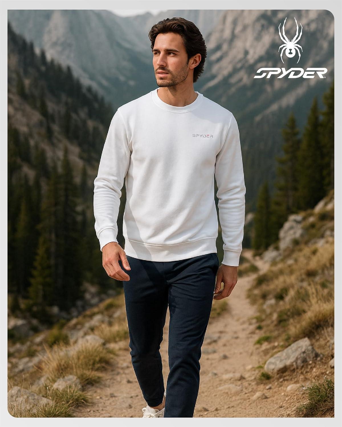 imageSpyder Mens Crewneck Sweatshirt Soft Performance Fleece Pullover Sweatshirts for Men Casual Gym Workout Mens SweatshirtWhite