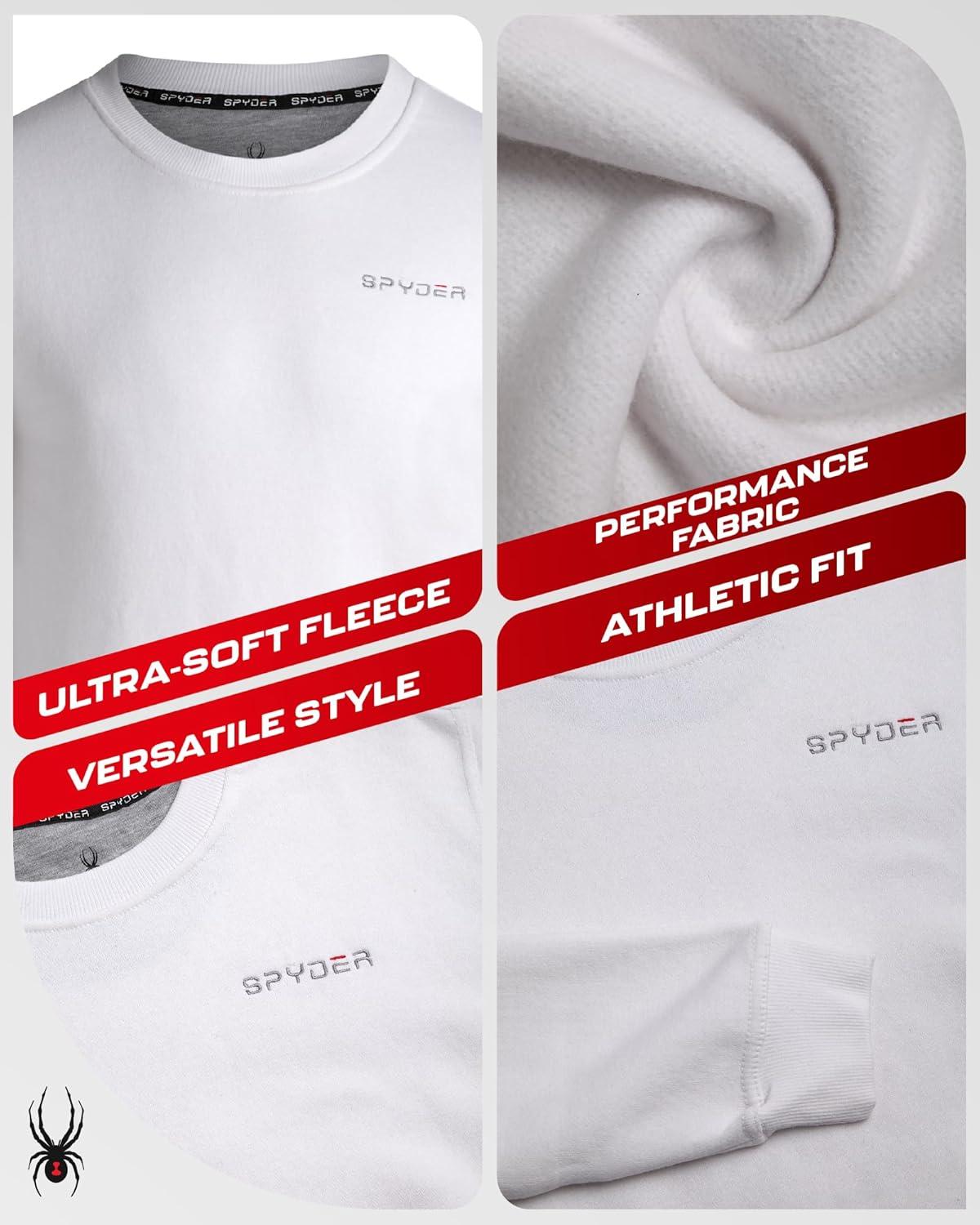 imageSpyder Mens Crewneck Sweatshirt Soft Performance Fleece Pullover Sweatshirts for Men Casual Gym Workout Mens SweatshirtWhite