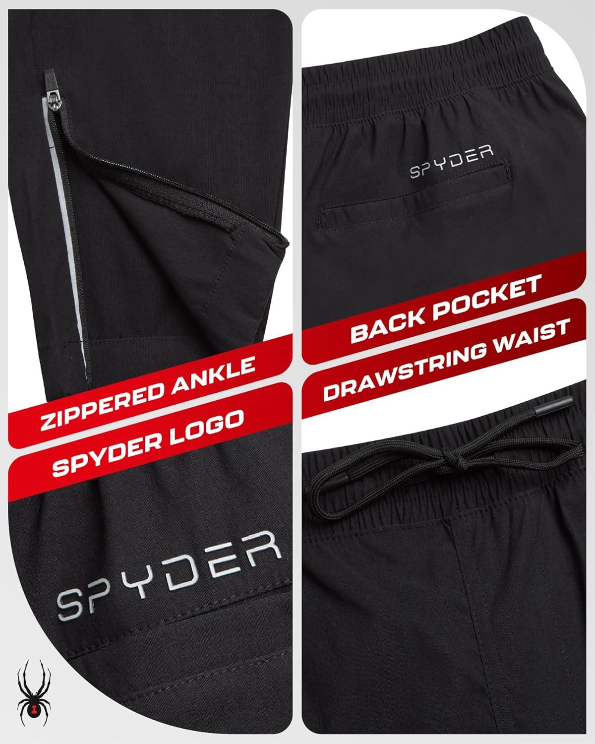 imageSpyder Mens Work Pants Lightweight Stretch Athletic Joggers for Men Moisture Wicking Pants for Work or Casual Golf WearBlack