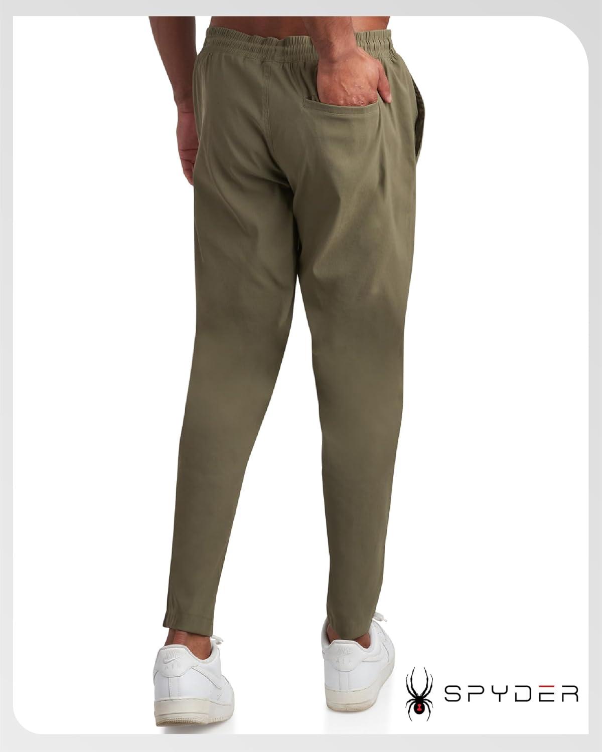 imageSpyder Mens Work Pants Lightweight Stretch Athletic Joggers for Men Moisture Wicking Pants for Work or Casual Golf WearOlive