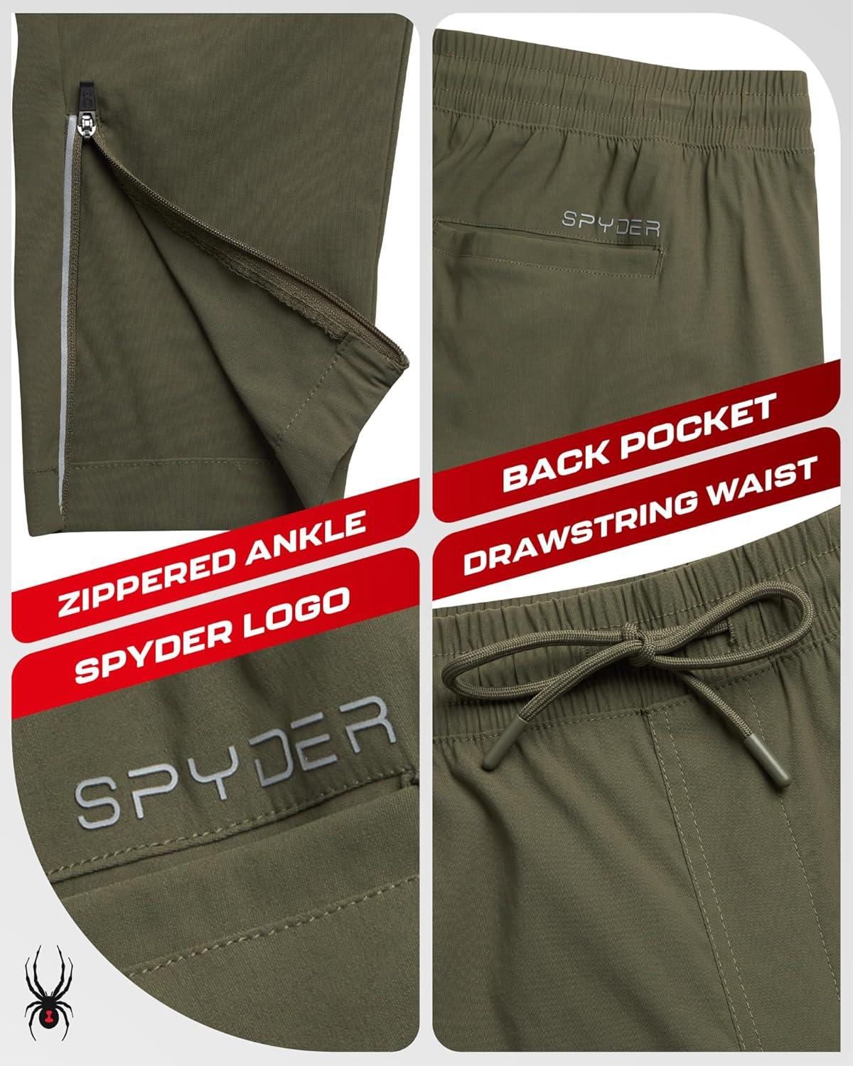 imageSpyder Mens Work Pants Lightweight Stretch Athletic Joggers for Men Moisture Wicking Pants for Work or Casual Golf WearOlive